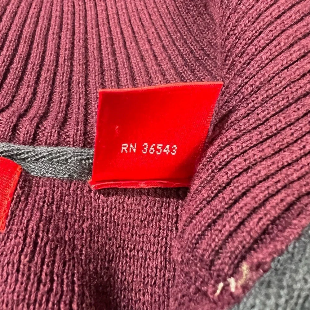 IZOD Y2K Quarter Snap Sweater Mens M Burgundy Maroon 100% Cotton Pullover